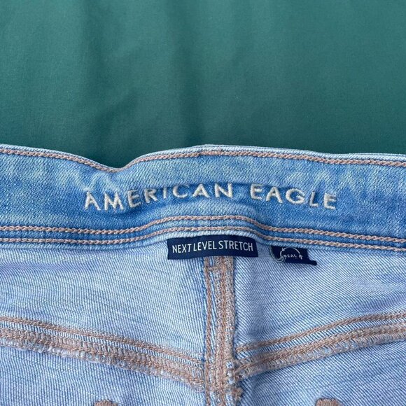 American Eagle cargo style Blue jeans Boot Cut/flare short/cropped - Picture 8 of 8